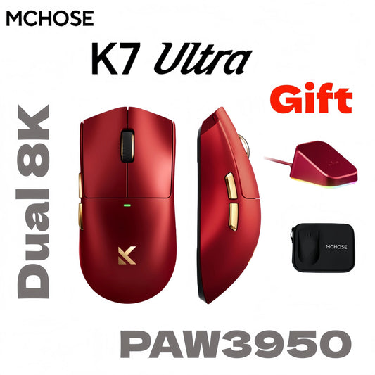 MCHOSE K7 Ultra Wireless Gaming Mouse with 8K Polling Rate, PAW3950 Sensor, Magnetic Charging Dock, 42,000 DPI Lightweight Esports Mouse