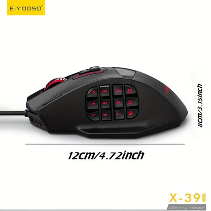 E-YOOSO X-39PRO Wired Gaming Mouse, Ergonomic Optical Gaming Mouse with SG8960 Sensor, Programmable Side Keys, Precision Esports Mouse for PC & Laptop