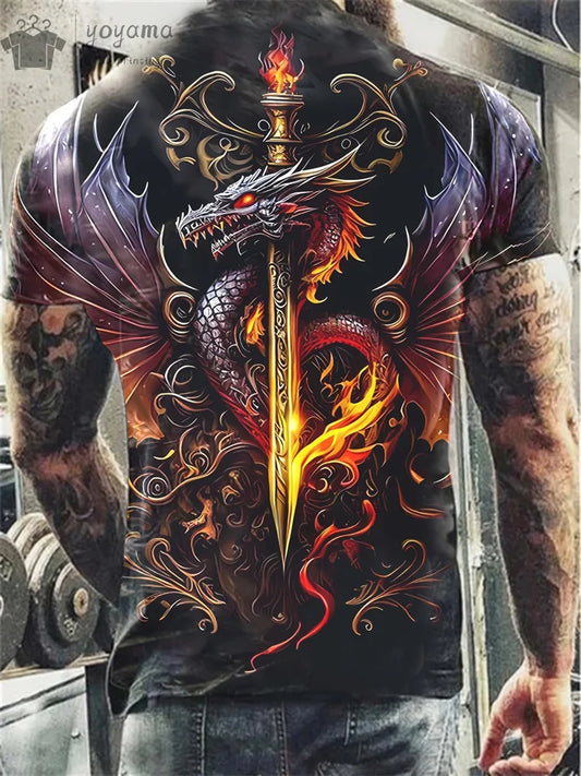 Majica s printom zmaja za muškarce, duhovita muška ljetna odjeća, muška majica kratkih rukava, T-shirt s grafikom zmaja, personalizirana majica