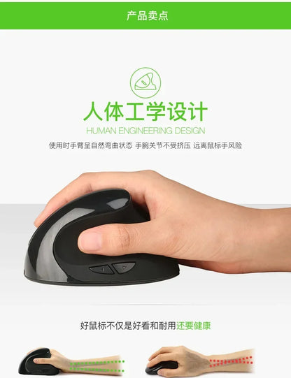 YANFU BNKJ5 Left Hand Wireless Ergonomic Mouse, 2.4G Bluetooth Ergonomic Mouse with Adjustable DPI, Silent Optical Office Mouse for Left-Handed Users