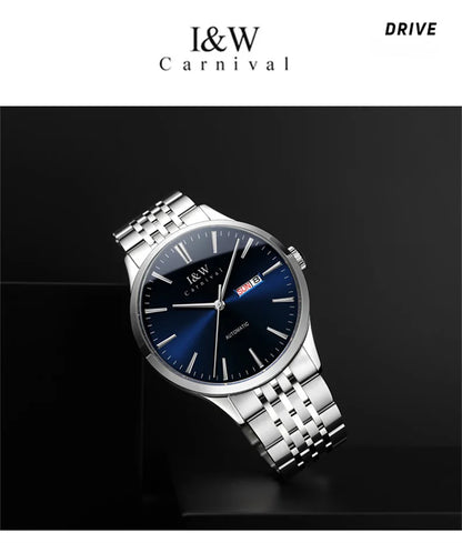Carnival High-end Series I&W Brand Automatic Mechanical Watches Men Waterproof Watches 316L Steel Sapphire Business Men's Watch