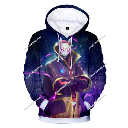 Sweatshirt com capuz Fortnite 3D com estampagem digital, folgado e confortável, novidade de outono