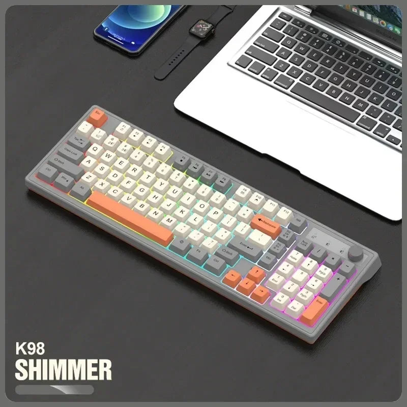 2.4G Wireless Mechanical Feel Keyboard Bluetooth 5.0 Dual Mode Keyboard With RGB Backlight for Desktop PC Office/Game Keyboard
