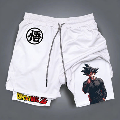 Dragon Ball Summer Son Goku Herre-træningsshorts i to lag, løs pasform, til løb og træning, afslappede bukser