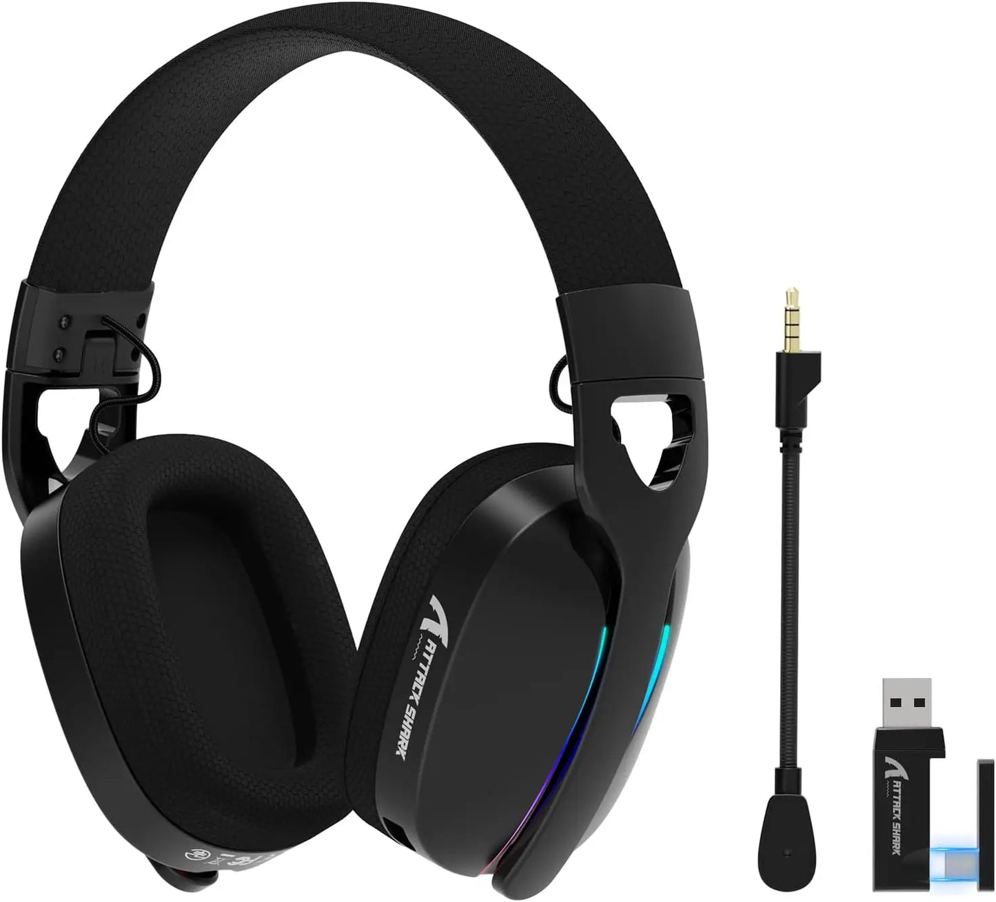 MAMBASNAKE x ATTACK SHARK L90 RGB Wireless Gaming Headset – Tri-Mode Bluetooth 2.4G Wireless & Wired Foldable Gaming Headphones with Detachable Mic
