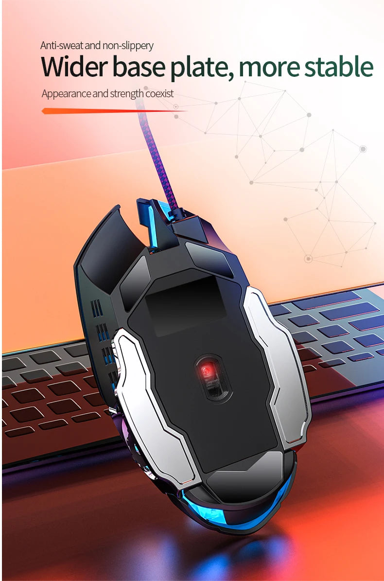 USB Wired Gaming Mouse 6-Button Ergonomic Gaming Mouse with Adjustable DPI, RGB Backlit Optical Gaming Mouse for PC, Laptop & Desktop