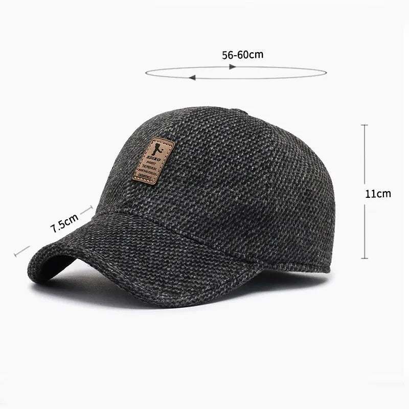 Cappellino da baseball in maglia di lana per l'inverno con paraorecchie - Cappellino da baseball da uomo, cappelli caldi e imbottiti con paraorecchie - Cappellini sportivi da golf - Snapback