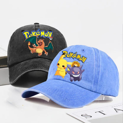 Pokémonové baseballové čepice Pikachu Kawaii Anime postavičky Sluneční klobouky Letní outdoorové sluneční klobouky pro rodiče a děti Módní kšiltovka s kachním jazykem Dárek