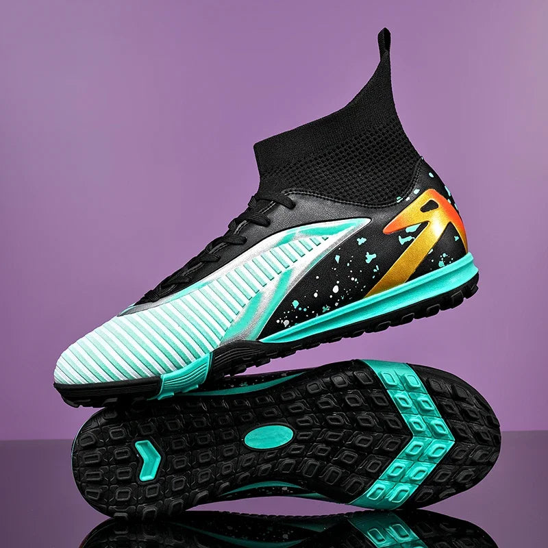 Chaussures de football pour hommes, chaussures de sport, chaussures de futsal à tige haute, chaussures de football de haute qualité pour l'intérieur, antidérapantes, pour l'entraînement en extérieur, crampons ultra-lég