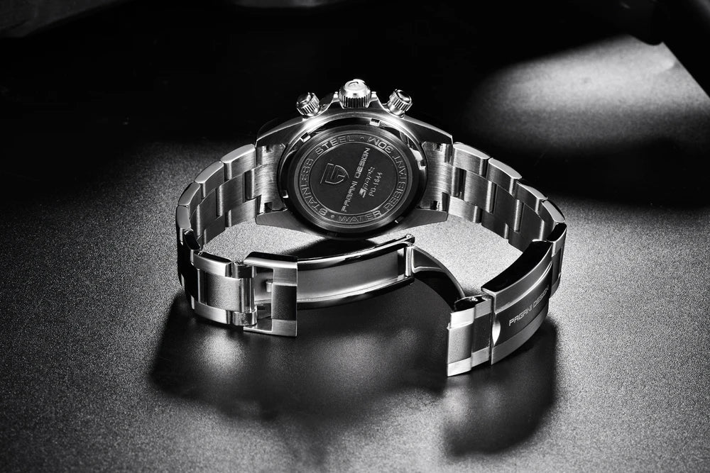 Zegarek męski PAGANI DESIGN – model z kolorowymi tarczami, luksusowy zegarek kwarcowy na rękę, chronograf wyposażony w mechanizm