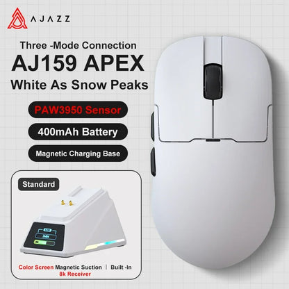 Gaming miška Ajazz AJ159 PRO/APEX 8000Hz, povratna frekvenca, Paw3950, barvni zaslon, magnetno stojalo AJ159P, za pisarno in gaming