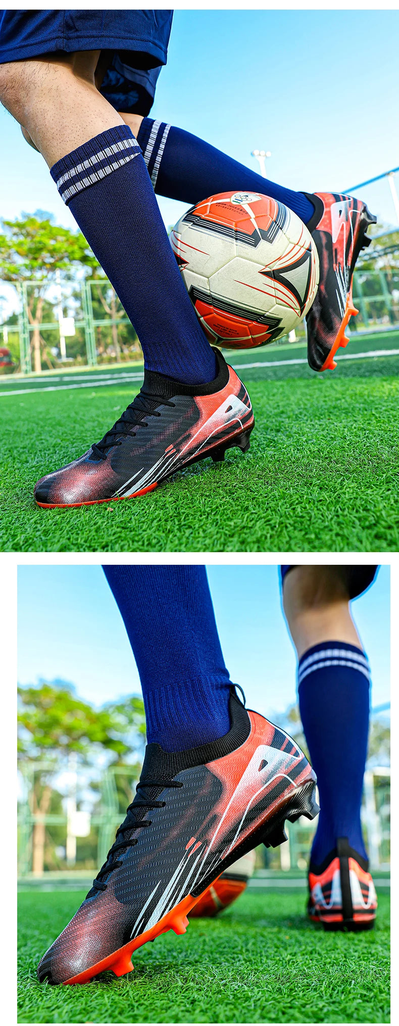 New Men Football Boots FG Non-Slip Long Spikes Soccer Shoes Training Shoes Soccer Cleats Ultralight Outdoor Drop Shipping