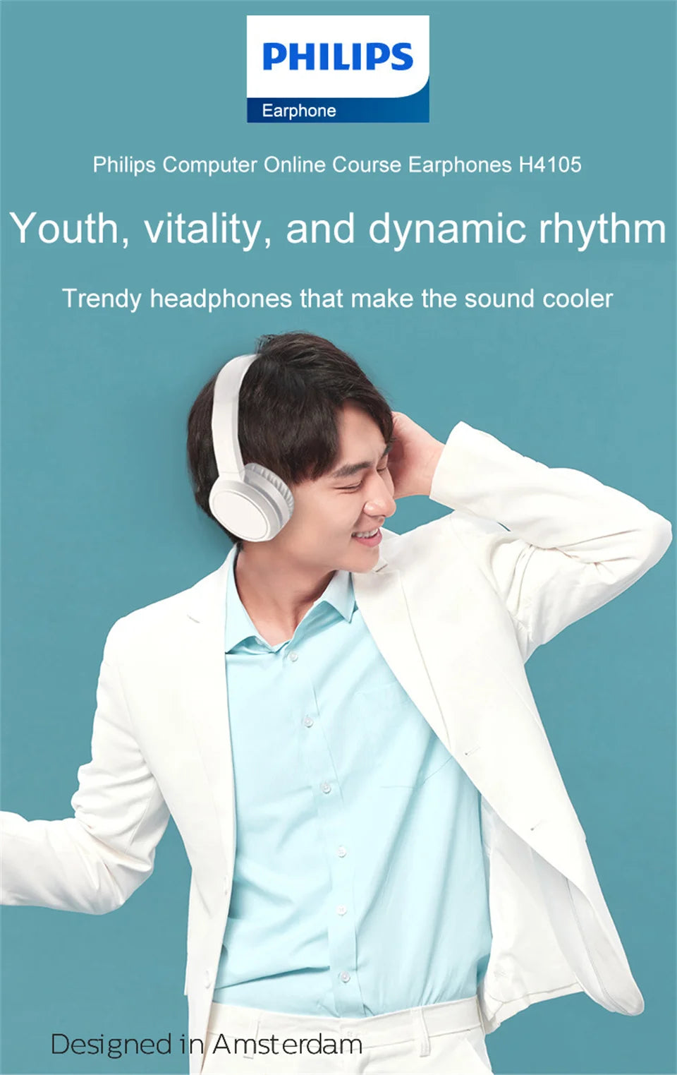 Philips TAH4105 Wired Headphones – HiFi Stereo Deep Bass HD Call Headset with Microphone for Online Learning, Office, Gaming & Sports