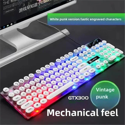 Mechanical Gaming Keyboard USB Wired 104-Key Gaming Keyboard for PC, Laptop & Desktop, Steampunk English Keyboard for Gaming, Office & Typing