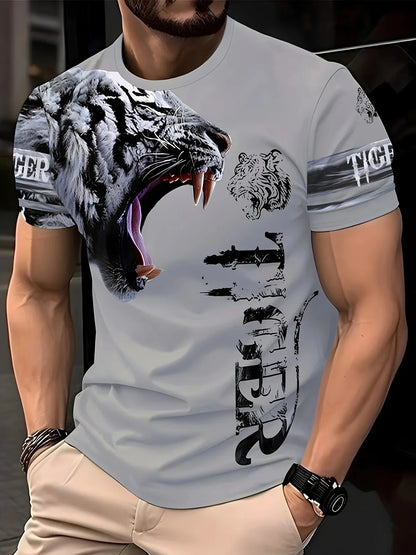 Fashion Men's 3D Eagle Print T-Shirt Black Gold Eagle Graphic Tee Breathable Crew Neck Streetwear Short Sleeve Top for Men