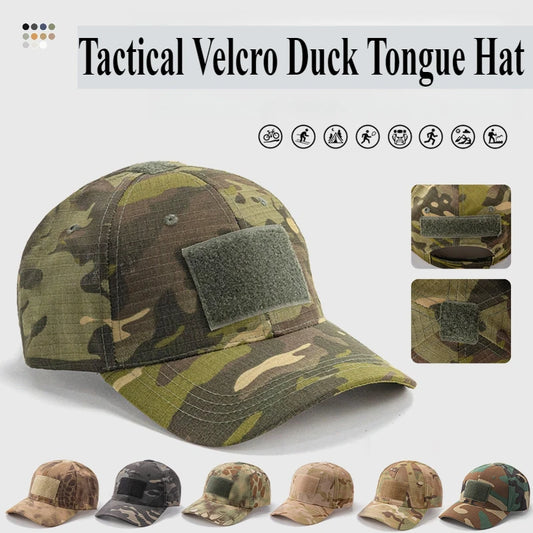 Spring Camo Baseball Cap - Tactical Military Snapback with Hook & Loop Patch Unisex Breathable Sun Hat Outdoor UV Protection