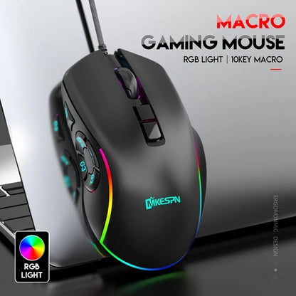 JOMAA X9 RGB Gaming Mouse, 10 Programmable Macro Wired Gaming Mouse, 12800 DPI RGB Wired Mouse for PC, Laptop, FPS, MOBA & Office