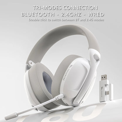 SMAILWOLF L80 Wireless Gaming Headset Bluetooth 5.0 & 2.4GHz Triple-Mode Gaming Headphones with Microphone for PC, Laptop, PS5 & Mobile