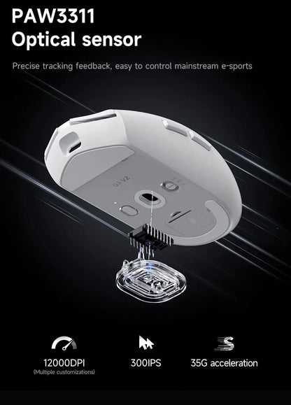 MCHOSE G3 V2 Pro Wireless Gaming Mouse, PAW3395 Three-Mode Bluetooth Gaming Mouse, Lightweight 59g Wireless Gaming Mouse for Esports, Office & PC