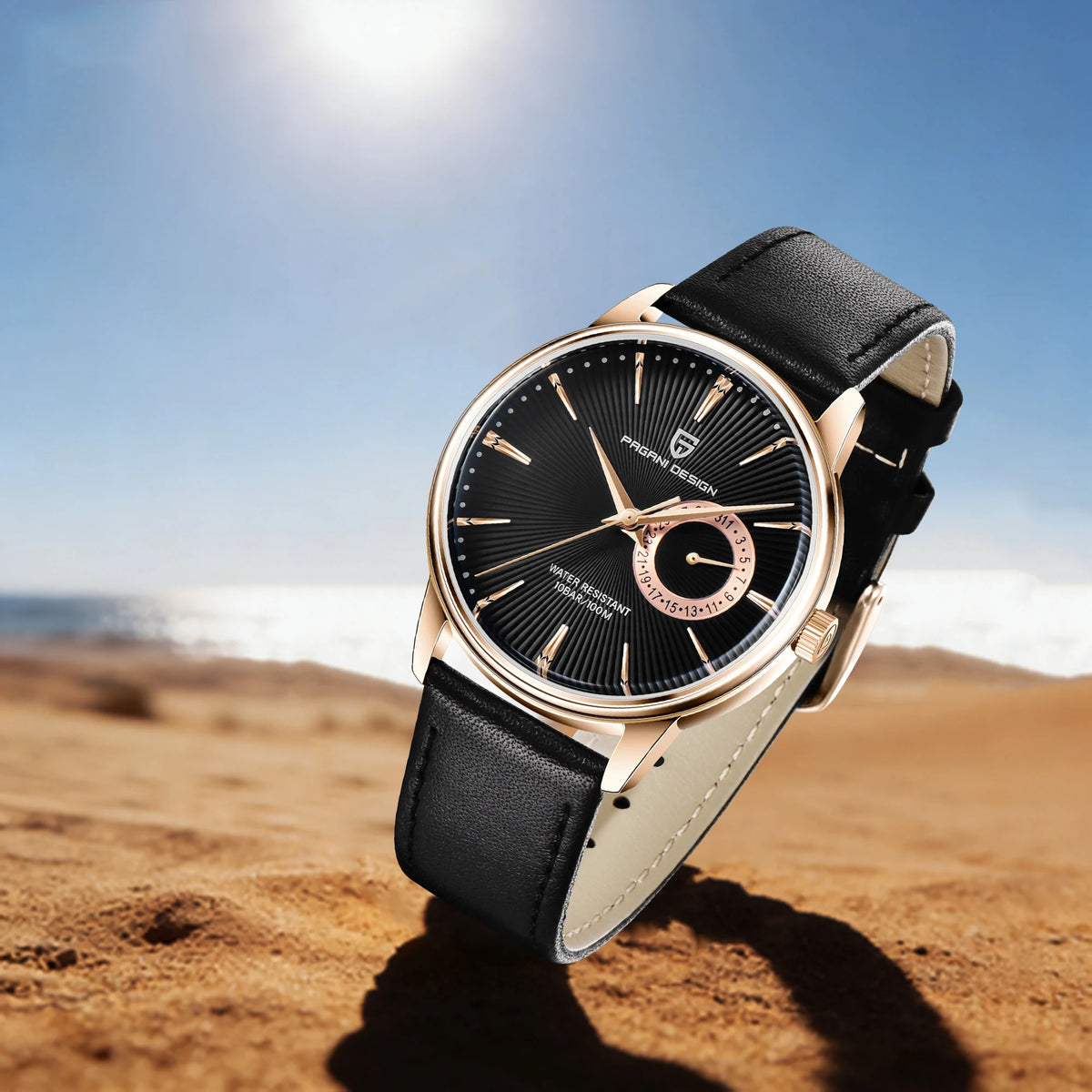 PAGANI DESIGN Men's Casual Quartz Watch Light Luxury All-Match Coated Glass Waterproof Stainless Steel Dial Date Display Watch