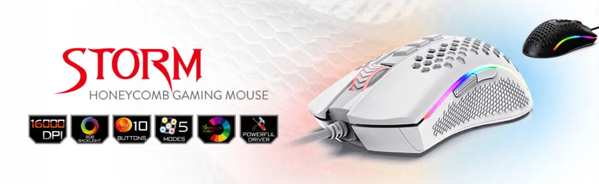 Redragon M808 Storm Lightweight RGB Gaming Mouse, Wired USB Gaming Mouse with 12,400 DPI Optical Sensor, 7 Programmable Buttons for PC Gaming