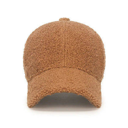 Winter Lamb Wool Solid Color Plain Baseball Cap - Warm Teddy Fleece, Face-Flattering, Structured Crown