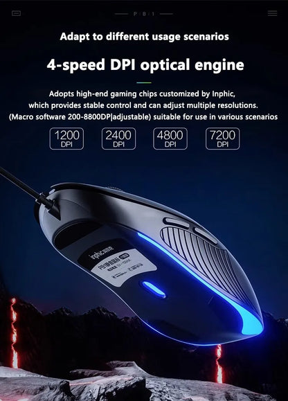 INPHIC B1 ενσύρματο ποντίκι USB, αθόρυβο ποντίκι γραφείου και gaming για PC και φορητούς υπολογιστές