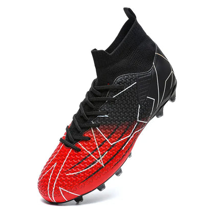 New Professional High-Top Football Shoes Artificial Grass Leather Youth Students Training Soccer Shoes for Men and Women Sports