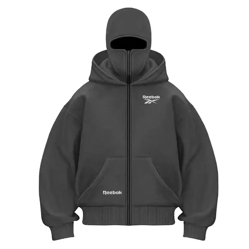 Reebok logo men's new double hood design sweatshirt, gothic style, Harajuku style, new winter warm double hooded sport jacket, m. Produit gaming premium Fraquane, équipement gamer.
