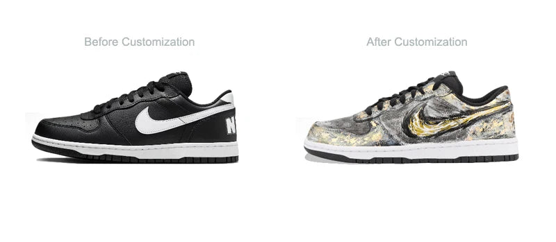 Custom Sneakers Nike Big River Immersed Moon Golden Emperor Burning Sky Flame Scorched Texture Gold Foil with Gift Bag For Men
