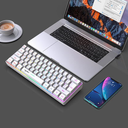 60% Wireless Gaming Keyboard, 61 Keys Triple Mode BT5.0/2.4G/USB-C Wireless Keyboard- RGB Backlit