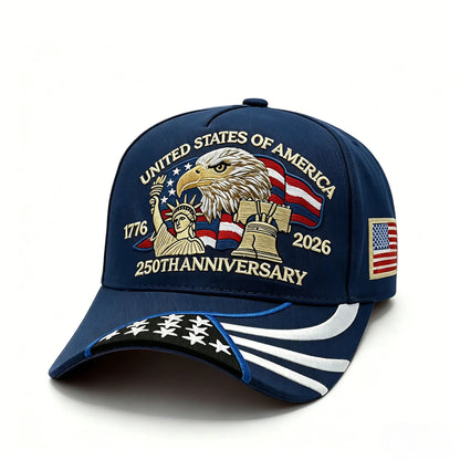 ABLECAP 250th Anniversary USA Hat Embroidered Patriotic Baseball Cap 1776-2026 Independence Day Cap Adjustable Hat for Men Women
