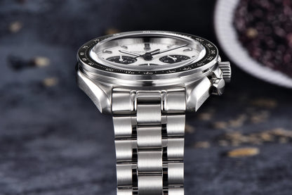 Zegarek męski PAGANI DESIGN „New Moon” – luksusowy zegarek kwarcowy, chronograf, szkło szafirowe z powłoką antyrefleksyjną, ceramiczna ramka, świecące wskazówki