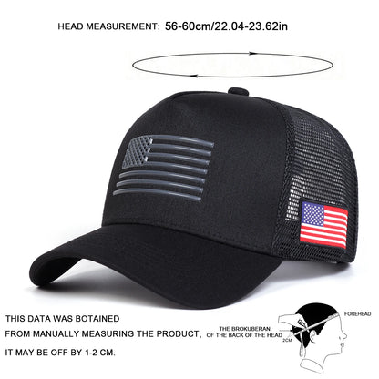 Unisex American Flag Embroidery Baseball Net Caps Spring and Summer Outdoor Adjustable Casual Hats Sunscreen Hat Sports Cap