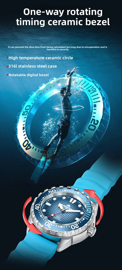 New NORTH EDGE 2026 New TRITON Solar Powered Dive Watch Men Luxury Quartz Watches for Men 316L Stainless Steel Case Waterproof 3