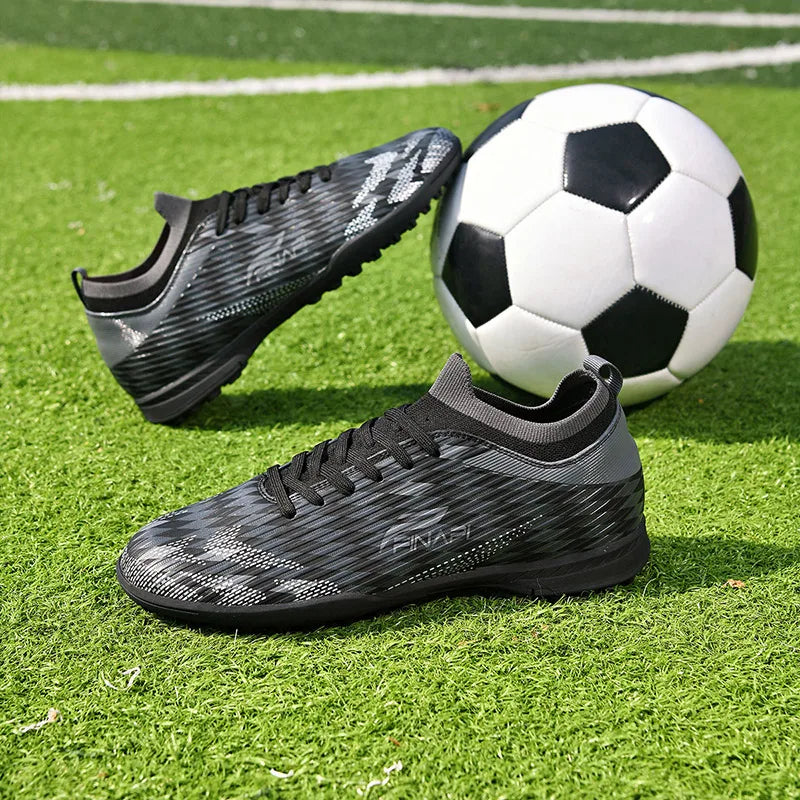 Ghete de fotbal pentru bărbați, de înaltă calitate, crampoane pentru meci, model popular pentru interior și exterior, teren cu iarbă, futsal, ghete high-top antiderapante