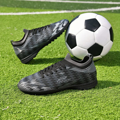 Ghete de fotbal pentru bărbați, de înaltă calitate, crampoane pentru meci, model popular pentru interior și exterior, teren cu iarbă, futsal, ghete high-top antiderapante