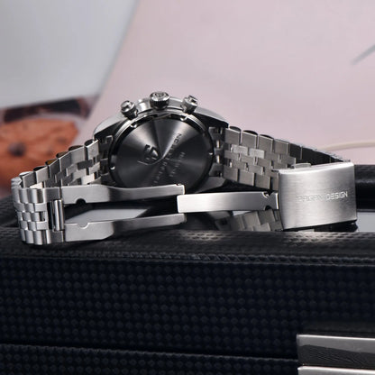 PAGANI DESIGN Trend Luxury Men Quartz Watch Elegant Business Stainless Steel Sapphire Tachometer Luminous 100m Dive Chronograph