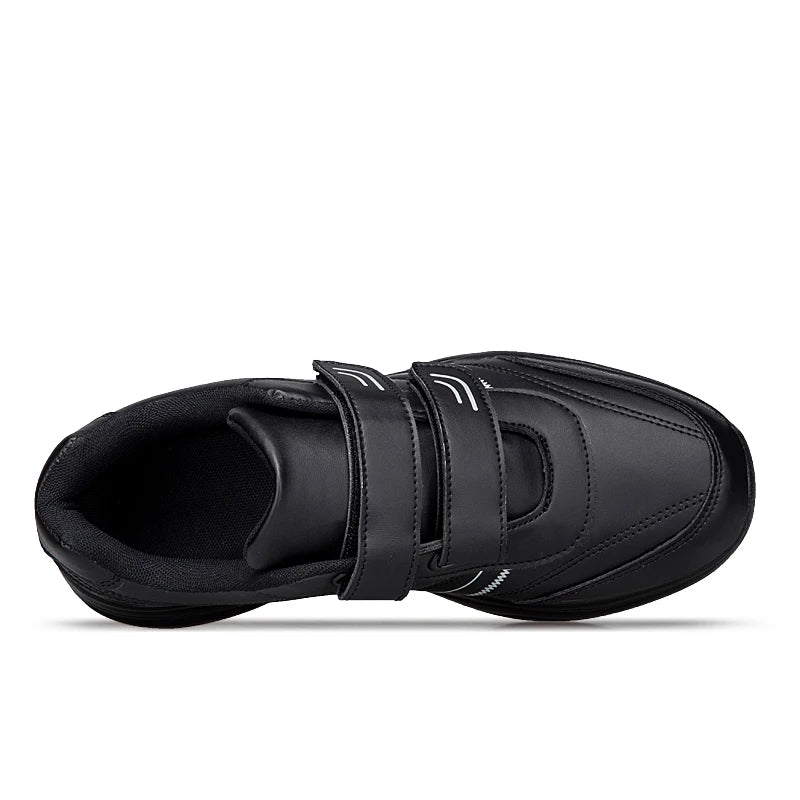 Men's Adjustable Hook and Loop Leather Sneakers Casual Sports Shoes White Sneakers Masculino Zapatillas Deportivas Tenis