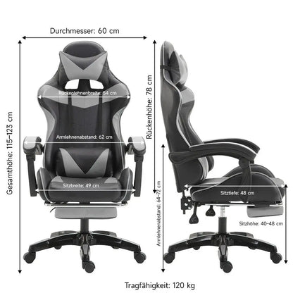 Cadeira gaming Poltrona gaming Cadeira de escritório ajustável em altura com função reclinável ajustável, orelhas de gato e almofadas