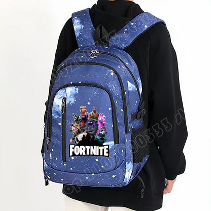 Mochila Fortnite Céu Estrelado de Grande Capacidade, Impermeável, com Compartimento para Portátil e Estampado de Personagem do Jogo, para Estudantes, Rapazes e Raparigas, Regresso às Aulas