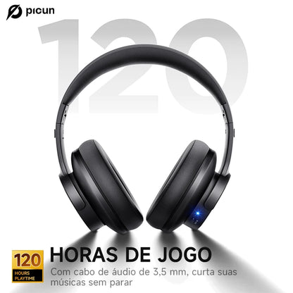 Picun B8 Wireless Bluetooth Headphones with 120H Playtime, Bluetooth 5.3, Deep Bass, Low Latency Gaming Headset with Microphone