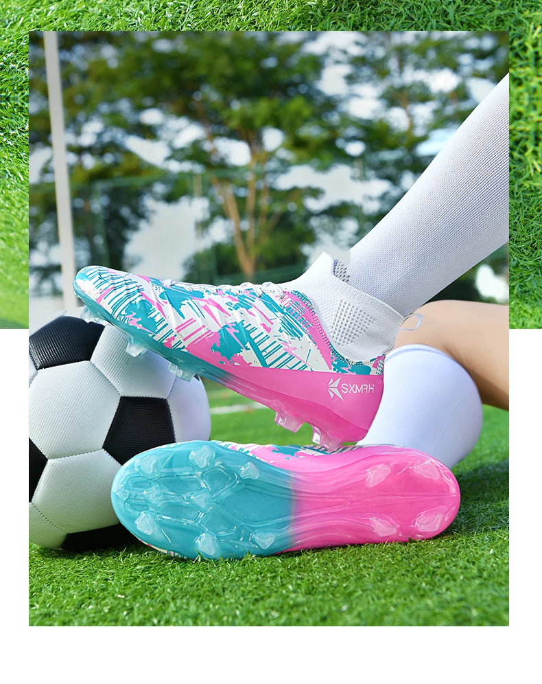 Genuine Double Star Men's High-Top AG Long Stud Football Boots, Professional Match & Training Shoes for Teenagers and Adults
