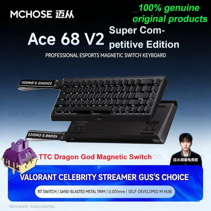 MCHOSE ACE 60 Pro ACE68 V2 Customized Magnetic Axis Gaming Mechanical Keyboard Wired Hot Swap 0.08ms 0.001mmRT 8KHz 256K SOCD/RS
