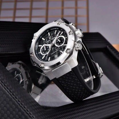PAGANI DESIGN PD-YS032 Men's Quartz Watch 44mm Japan VK64 Movt Stainless Steel Case Rubber Strap Sapphire Glass 100M Waterproof