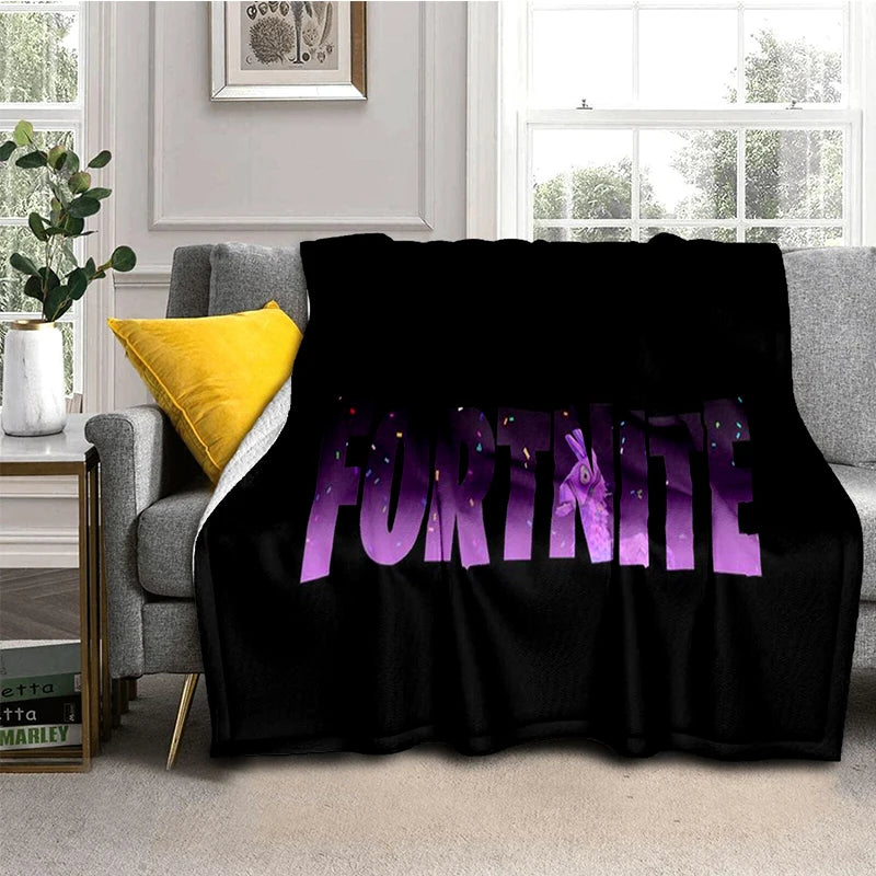 3D F-Fortnites cartoon-game flanellen deken, zachte warme plaid voor slaapkamer, woonkamer, bed, reizen, kamperen, picknick en als cadeau