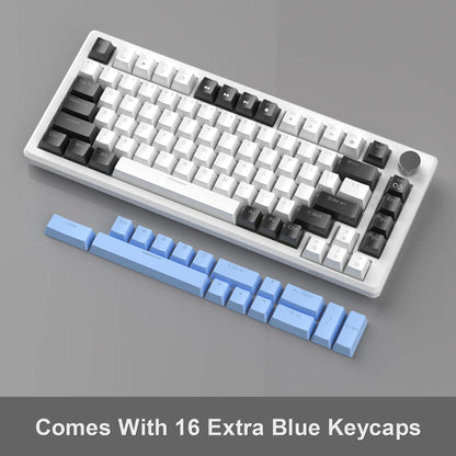 MageGee 75% Mechanical Gaming Keyboard with Knob Control, Compact Blue Backlit Wired Keyboard Black/Brown Switches for PCWindows