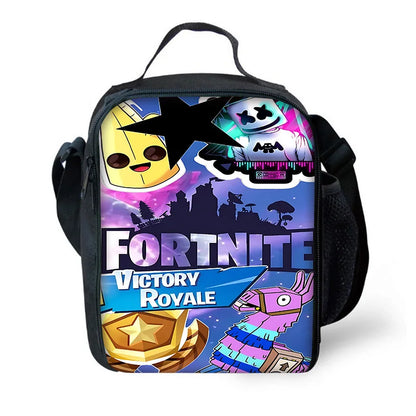 Mochila Escolar Infantil com Lancheira e Estojo, Design de Jogo Popular F-FortniteS, Mochila Escolar para Rapazes e Raparigas, Presente Ideal