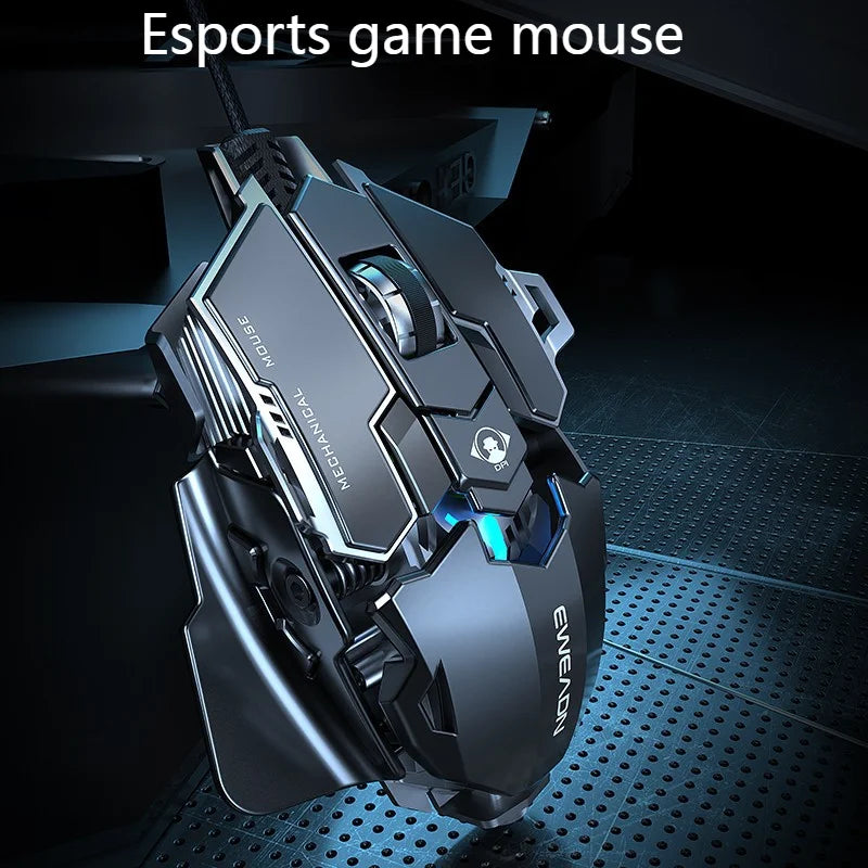 Mechanical Metal Gaming Mouse Wired Ergonomic RGB Gaming Mouse, 12800 DPI Optical USB Gaming Mouse with 7 Programmable Buttons for PC & Laptop