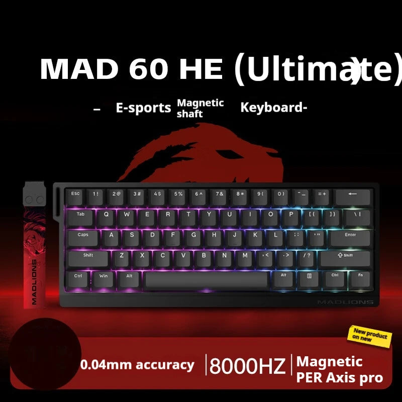 Madcatz Mad60 Mad68 HE 8K Mechanical Keyboard, Magnetic Switch Wired Gaming Keyboard with Rapid Trigger, Hot-Swappable 60% & 68% Custom Mechanical Keyboard